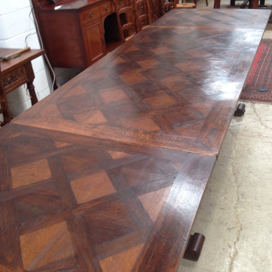 Large French Parquetry Extension Table