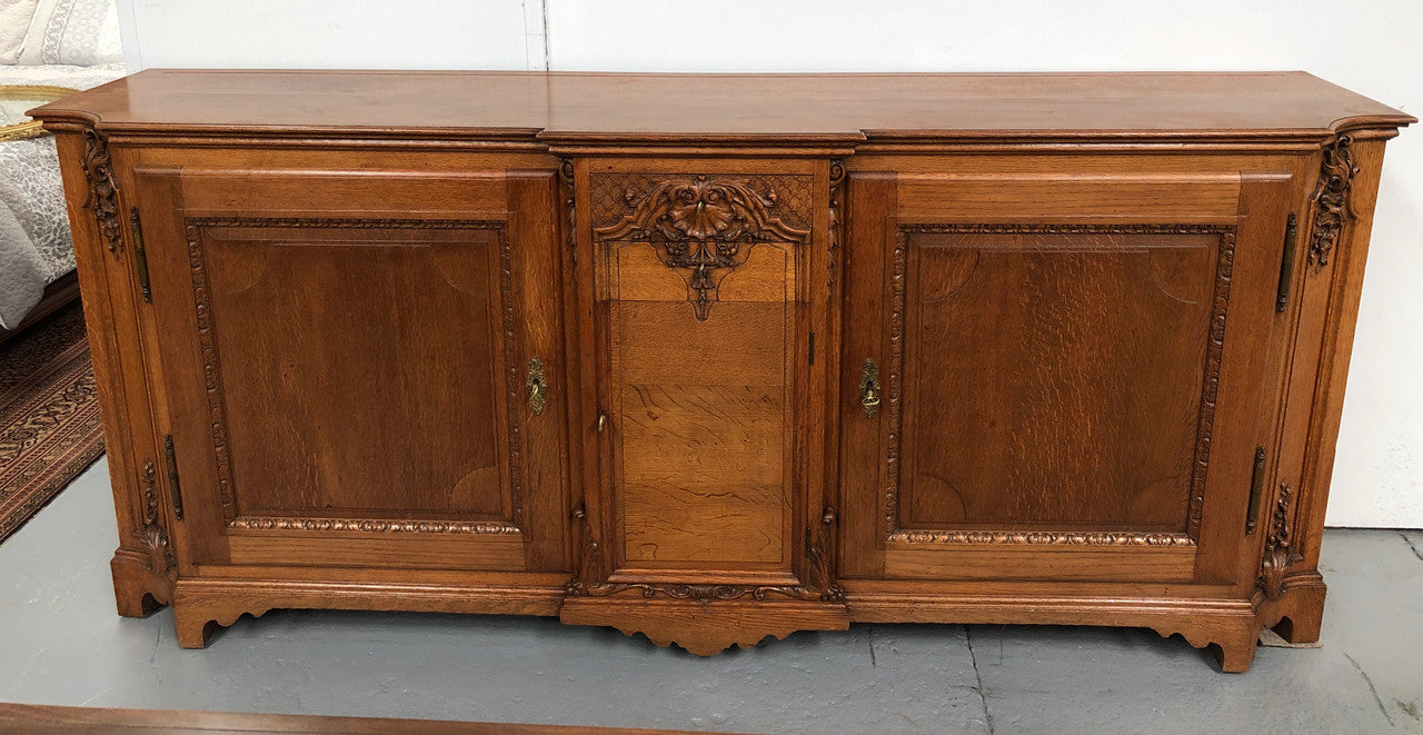 19th Century French Oak Two Drawer Buffet With Beautiful Carvings | Antique & Vintage | Moonee Ponds Antiques | Australia Wide Delivery