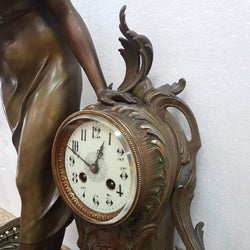 Elegant French Art Nouveau Figural Clock With Onyx Marble | Antique & Vintage | Moonee Ponds Antiques | Australia Wide Delivery