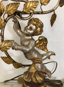 Pair of Charming Carved Wooden Cherub Two Light Lamps | Antique & Vintage | Moonee Ponds Antiques | Australia Wide Delivery