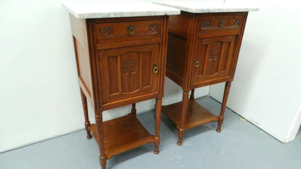 French Arts And Crafts Oak Bedside Cabinets | Antique & Vintage | Moonee Ponds Antiques | Australia Wide Delivery