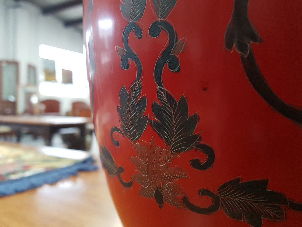 Chinese Lacquered Table Lamp