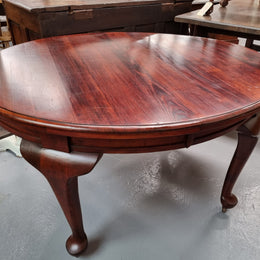 Australian Blackwood Fixed Oval Dining Table with Queen Anne Legs and Castors