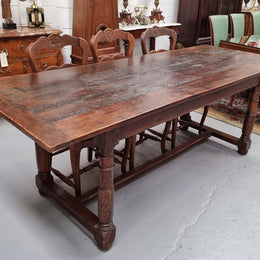 Striking Reclaimed Timber Rustic Oak Farmhouse Table