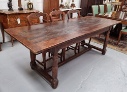 Striking Reclaimed Timber Rustic Oak Farmhouse Table | Antique & Vintage | Moonee Ponds Antiques | Australia Wide Delivery