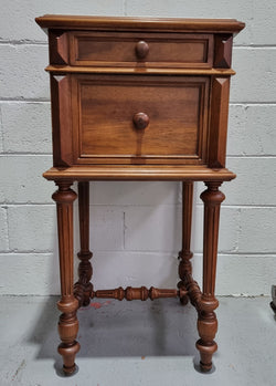 French Walnut Henry II Style Bedside Cabinet With White Marble Top | Antique & Vintage | Moonee Ponds Antiques | Australia Wide Delivery