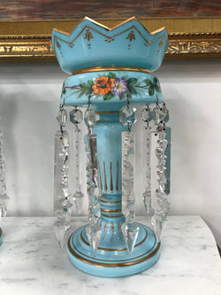A Pair Of Victorian Blue Glass Lustres | Antique & Vintage | Moonee Ponds Antiques | Australia Wide Delivery