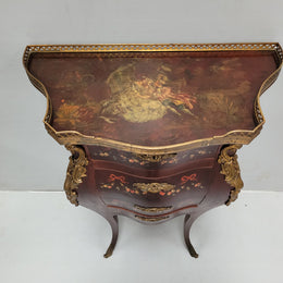 Rare French Louis XV Style Hand Painted Miniature Bombe Commode