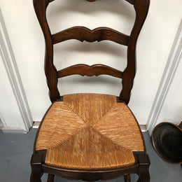 Lovely Set Of Six French Oak Rush Seat Dining Chairs