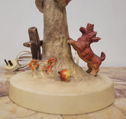 Charming Hummel Lamp Featuring a Young Boy Climbing an Apple Tree with a Dog | Antique & Vintage | Moonee Ponds Antiques | Australia Wide Delivery