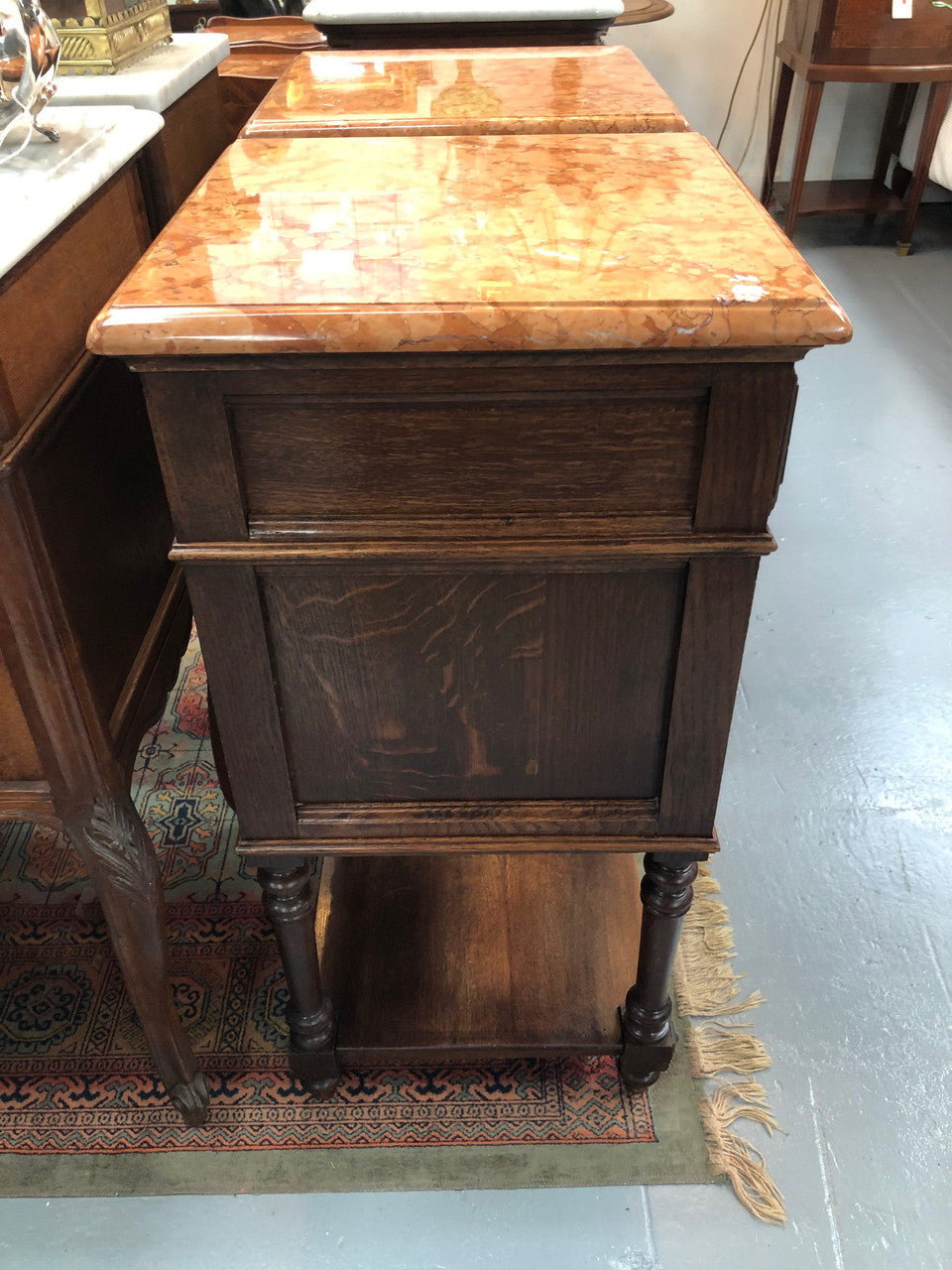 French Oak Marble Topped Bedsides | Antique & Vintage | Moonee Ponds Antiques | Australia Wide Delivery