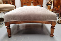 French Louis 16th Style Large Walnut Footstool With Light Upholstery | Antique & Vintage | Moonee Ponds Antiques | Australia Wide Delivery