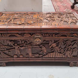 Impressive Carved Camphor Wood Chest