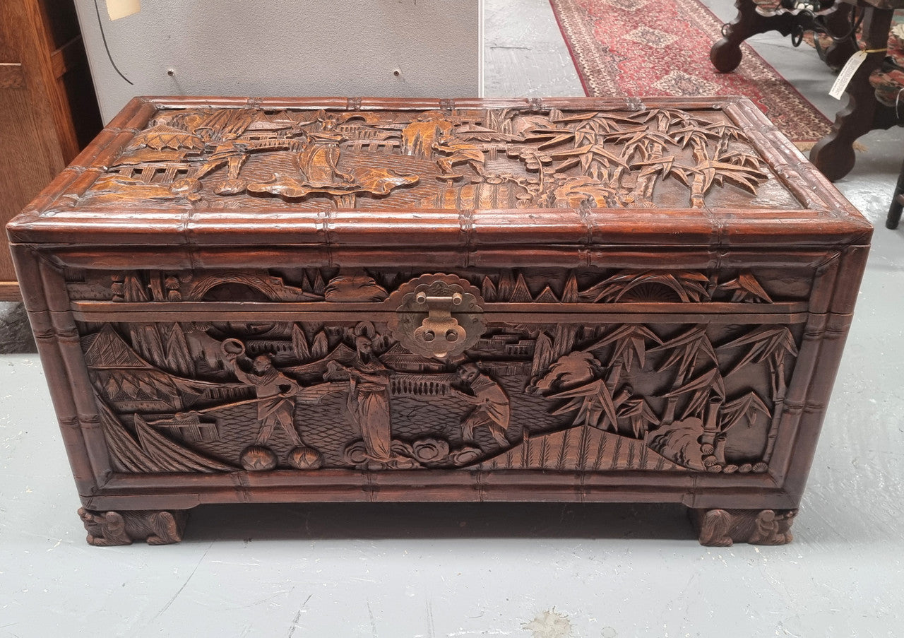 Impressive Carved Camphor Wood Chest