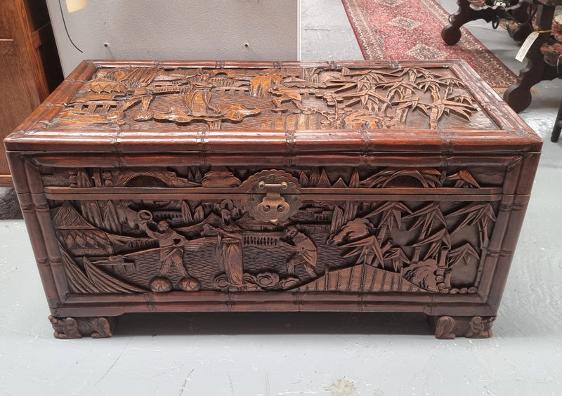 Nicely Carved Camphor Wood Chest – Moonee Ponds Antiques