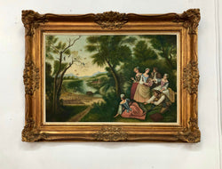 French "Romantic Scene" Oil On Board In Stunning Gilt Frame | Antique & Vintage | Moonee Ponds Antiques | Australia Wide Delivery