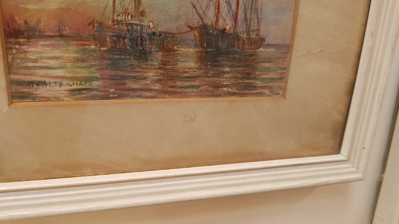 A lovely pair of framed watercolor paintings signed by Australian artist Harold Dalton Hall. In good original condition.