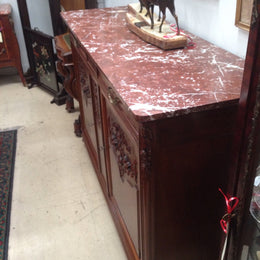 French Walnut Marble Top Buffet