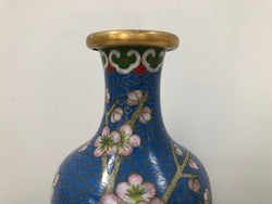 Small Blue Cloisonné Vase On Carved Stand | Antique & Vintage | Moonee Ponds Antiques | Australia Wide Delivery