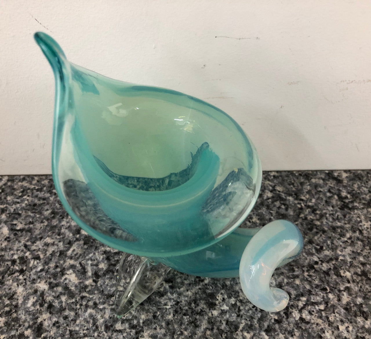 Murano Blue Glass Cornucopia Vase