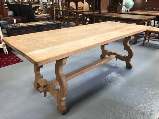 Antique French bleached oak, Spanish style Farmhouse table in good condition.