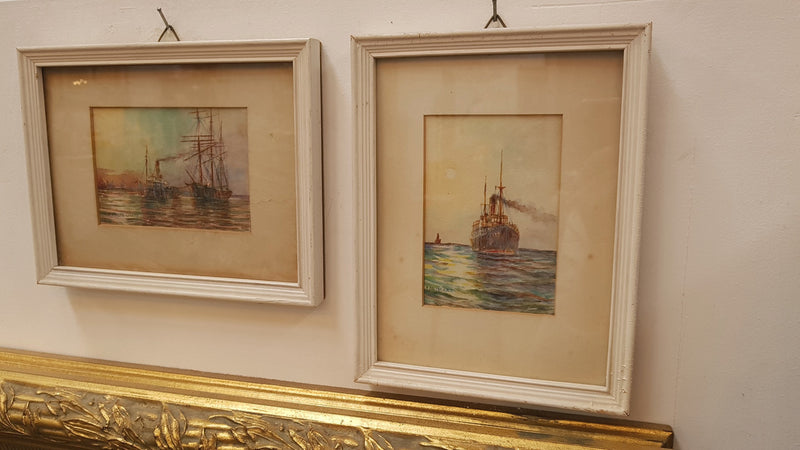 A lovely pair of framed watercolor paintings signed by Australian artist Harold Dalton Hall. In good original condition.