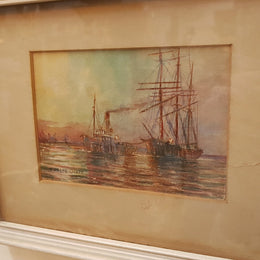 A lovely pair of framed watercolor paintings signed by Australian artist Harold Dalton Hall. In good original condition.