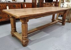 French Oak Stretcher Base Farmhouse Table with Solid Turned Legs | Antique & Vintage | Moonee Ponds Antiques | Australia Wide Delivery