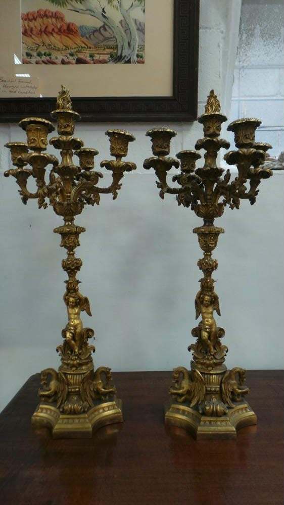 Exquisite Pair Of French Bronze Candelabras | Antique & Vintage | Moonee Ponds Antiques | Australia Wide Delivery