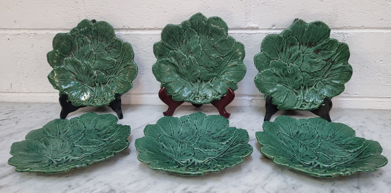 Set of 6 Victorian Majolica Grape Vine Plates | Antique & Vintage | Moonee Ponds Antiques | Australia Wide Delivery