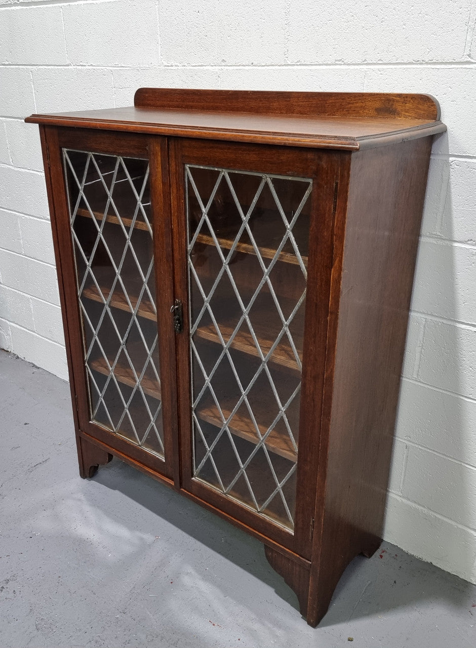 Leadlight Oak Bookcase - Display Cabinet | Antique & Vintage | Moonee Ponds Antiques | Australia Wide Delivery