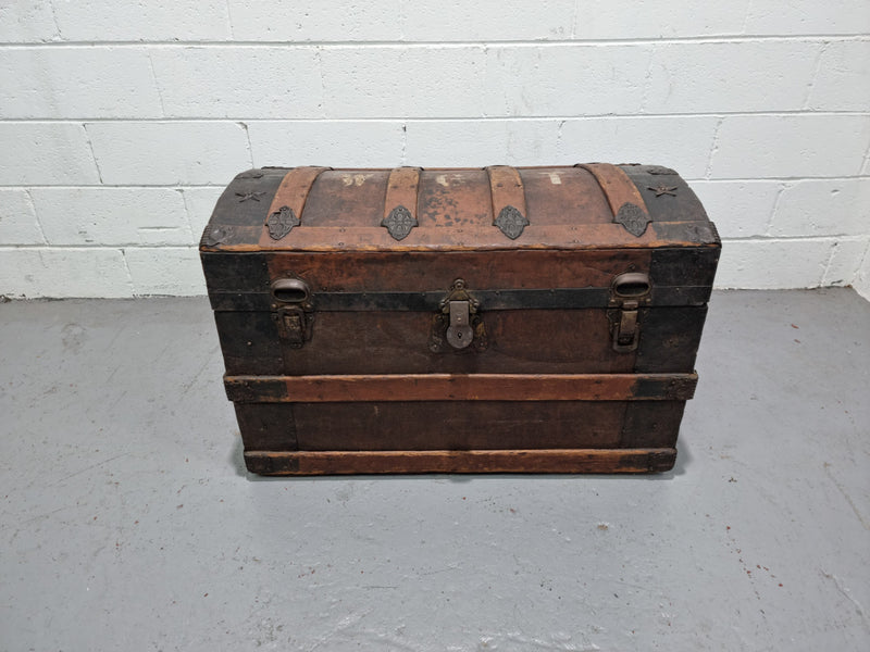 A Victorian "Saratoga" steamer trunk, with a detachable insert and original hardware in good original detailed condition. Circa 1880.