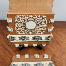 Stunning rare Anglo-Indian Sandalwood and Ivory Card Case. Matsya (Fish Avatar of Hindu God Vishno) Motif Medallion.