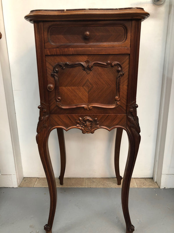 Pair of French Louis XV Style Walnut Bedside Tables