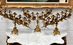Fabulous & Highly Decorative Set Of Three French Brass Candelabras | Antique & Vintage | Moonee Ponds Antiques | Australia Wide Delivery