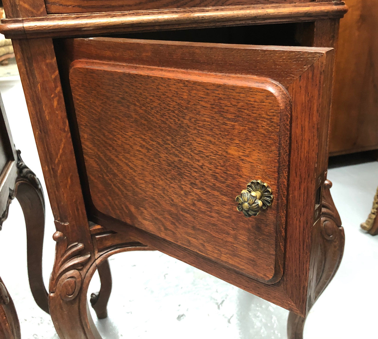 Pair Of French Oak & Marble Top Bedsides | Antique & Vintage | Moonee Ponds Antiques | Australia Wide Delivery