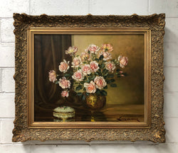 Large French Signed Oil On Canvas Of Flowers | Antique & Vintage | Moonee Ponds Antiques | Australia Wide Delivery