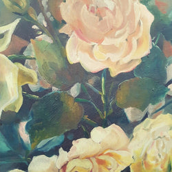 French Floral Painting Of Roses On Canvas | Antique & Vintage | Moonee Ponds Antiques | Australia Wide Delivery