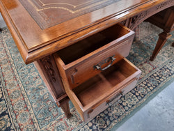Substantial French Louis XVI Style Oak Partners Desk | Antique & Vintage | Moonee Ponds Antiques | Australia Wide Delivery