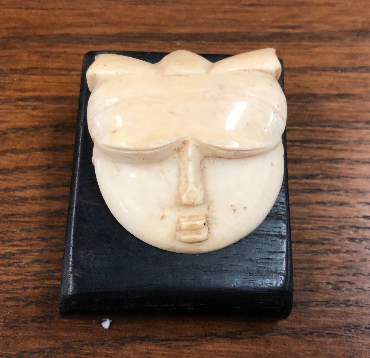 Antique Carved Ivory & Wood Paperweight