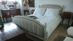 French Chalk Painted Upholstered Queen Size Bed | Antique & Vintage | Moonee Ponds Antiques | Australia Wide Delivery