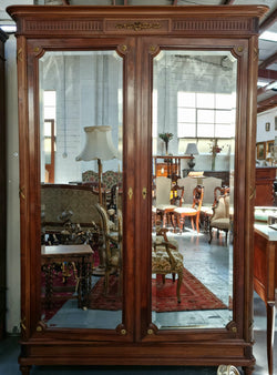 French Louis XVI Style Mirrored Two Door Armoire Wardrobe | Antique & Vintage | Moonee Ponds Antiques | Australia Wide Delivery