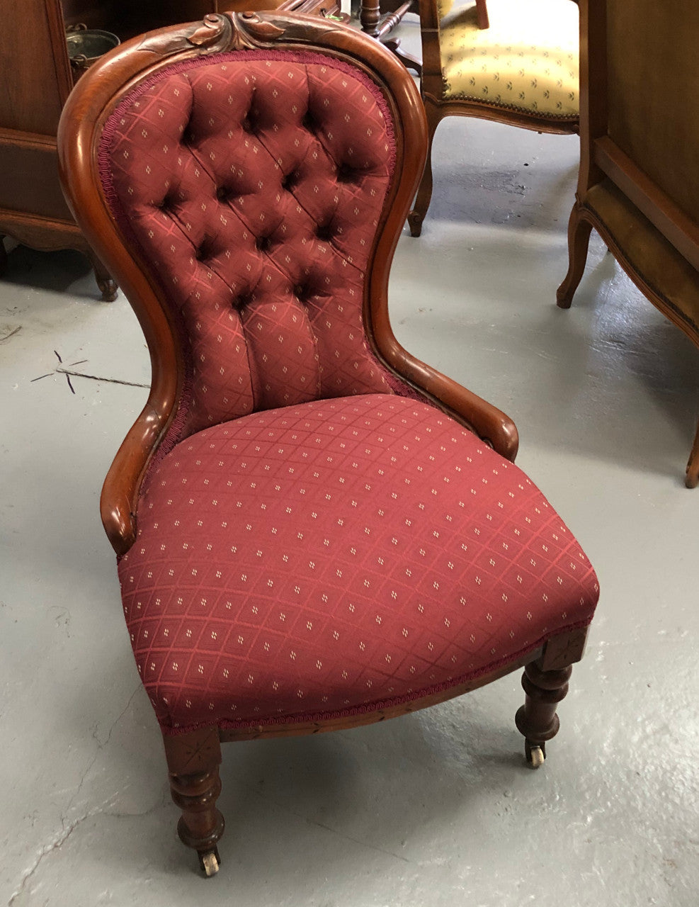 Victorian Mahogany Upholstered Bedroom Chair | Antique & Vintage | Moonee Ponds Antiques | Australia Wide Delivery