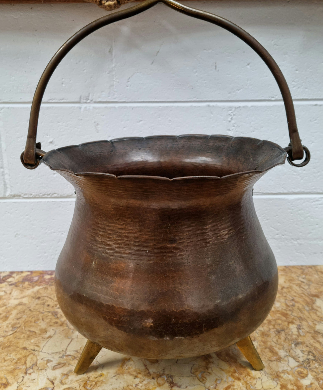 Antique Brass Decorative Jardinière With Handle | Antique & Vintage | Moonee Ponds Antiques | Australia Wide Delivery