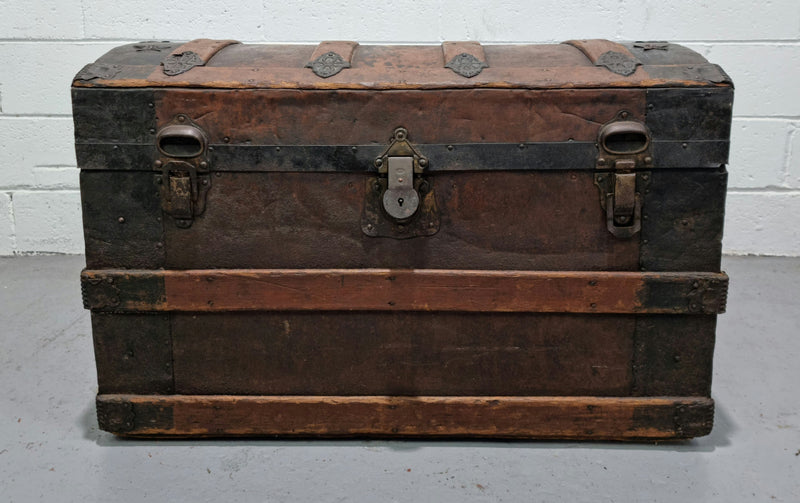 A Victorian "Saratoga" steamer trunk, with a detachable insert and original hardware in good original detailed condition. Circa 1880.