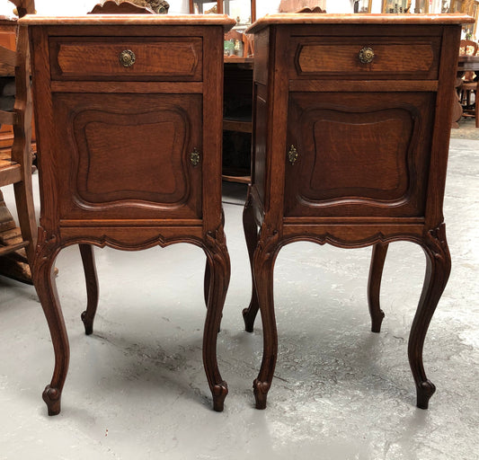 Lovely Pair Of French Oak Bedsides