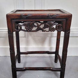 Chinese Rose wood occasional table. Nicely carved and could be used as a coffee table or and occasional table. It is in good original condition.