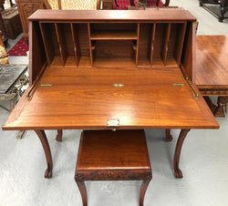 Beautifully carved Small Desk and stool | Antique & Vintage | Moonee Ponds Antiques | Australia Wide Delivery