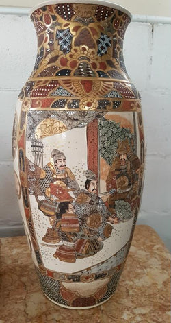 Pair Of Late Victorian Hand Painted Japanese Satsuma Porcelain Vases | Antique & Vintage | Moonee Ponds Antiques | Australia Wide Delivery