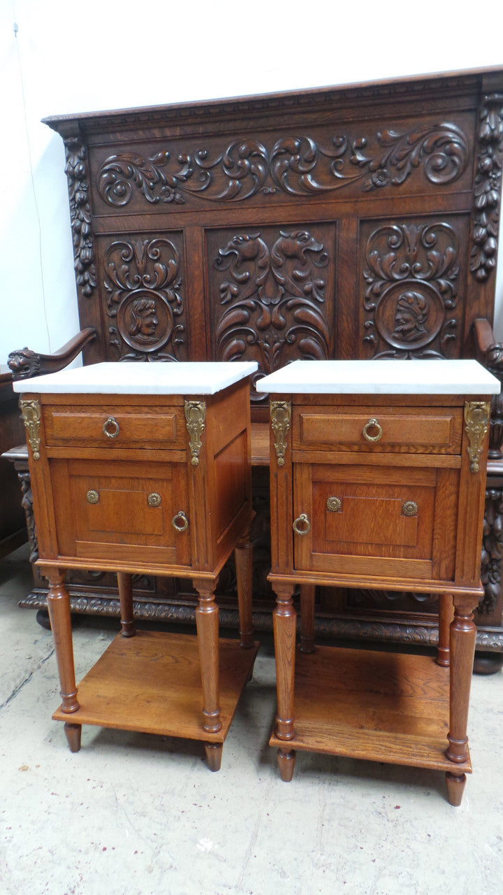 Pair of French Oak Bedside Cabinets-8 | Antique & Vintage | Moonee Ponds Antiques | Australia Wide Delivery